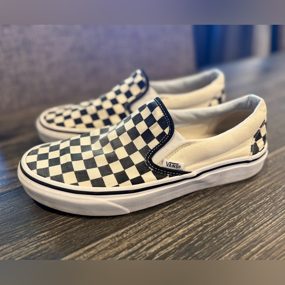 Vans Black and White Checkerboard Slip-Ons - Picture 1 of 4
